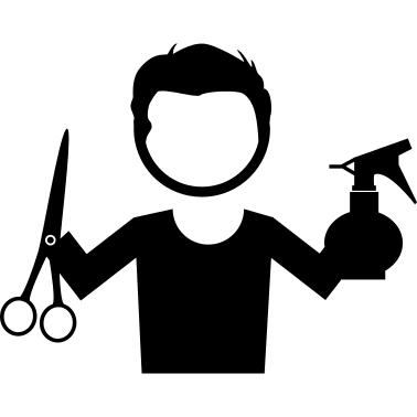 Hairstylist with scissors and spray bottle in hands