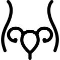Uterus and Fallopian tube inside woman body outline