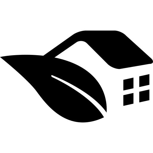 Rural hotel sign of a house and a leaf