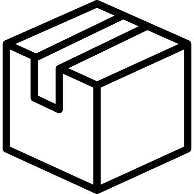Closed cardboard box with packing tape