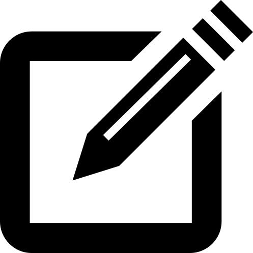 Edit interface symbol of a pencil on a square outline paper