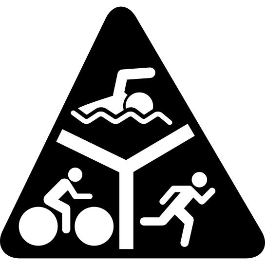 Triathlon silhouettes in a triangle