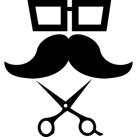 Hairdresser eyeglasses mustache and scissors
