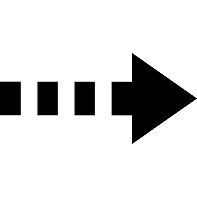 Right arrow of broken line