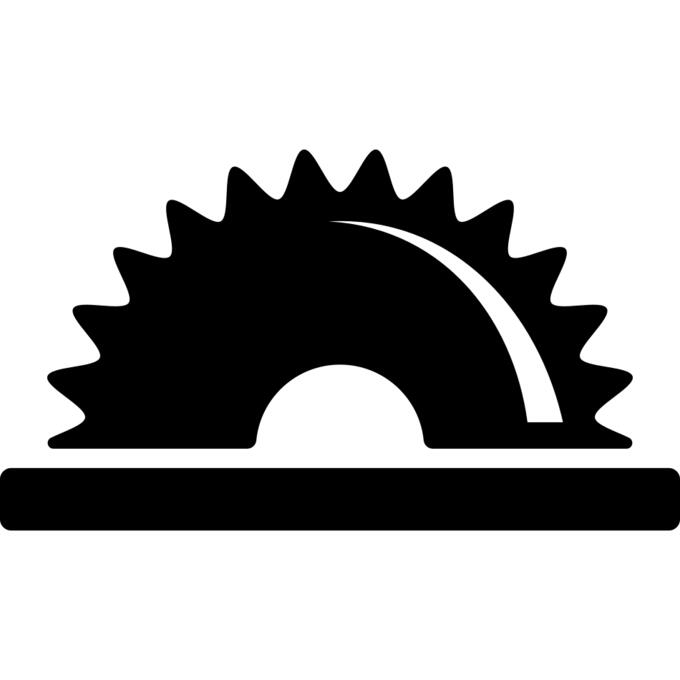 Saw half cogwheel symbol