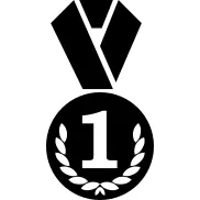 Circle medal with wreath and number 1 sign