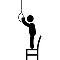 Man on a chair before suicide with a hanging rope