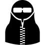 Spy man wearing disguise suit