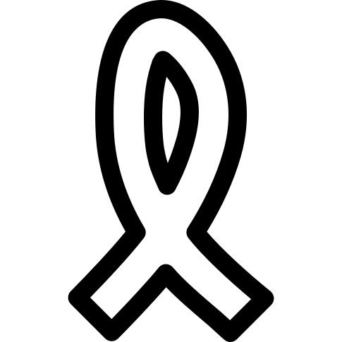 Cancer ribbon hand drawn outline
