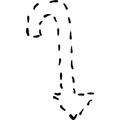 Down arrow with broken lines