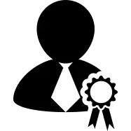 Businessman close up with a recognition medal