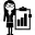Female professor of economy with bars stocks graphic on clipboard