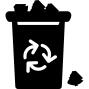 Garbage with recycle sign overflowing with trash