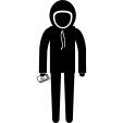 Criminal with covered head