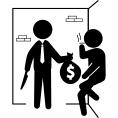 Armed criminals with money bag