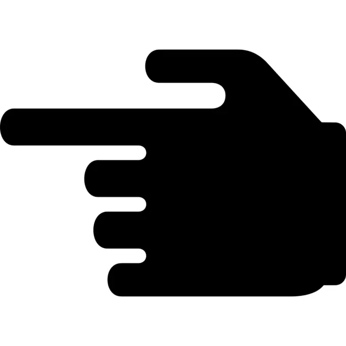 Hand with forefinger pointing to left