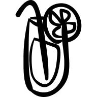 Hand drawn drink glass with a straw and lemon slice