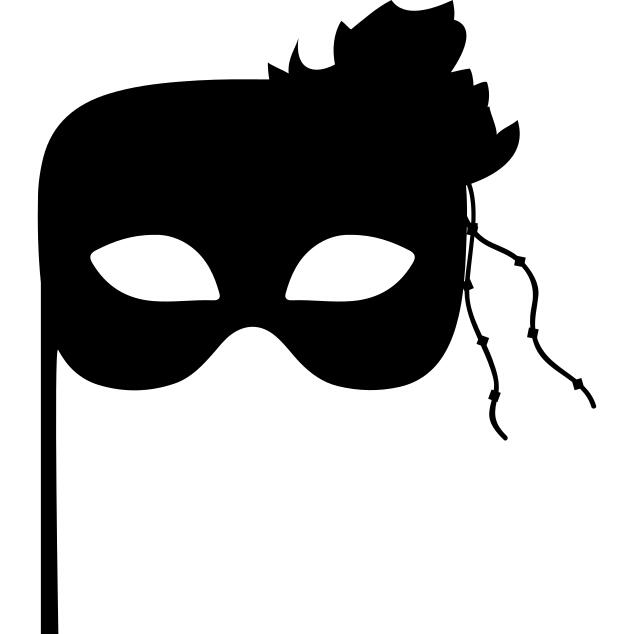 Carnival mask black shape with a thin stick to handle