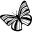 Butterfly striped wings top view rotated to left