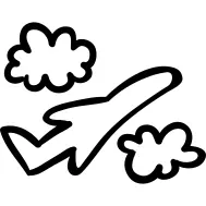 在云彩之间的飞机手拉的飞行