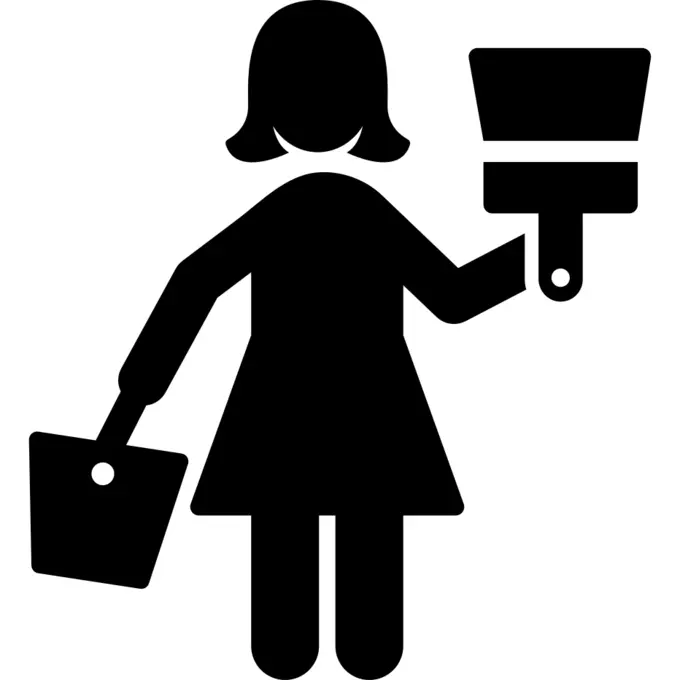 Woman with bucket and paintbrush