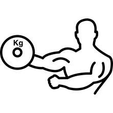 Bodybuilder carrying weight on one hand outline