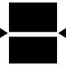 Two equal rectangles with arrows pointing the center