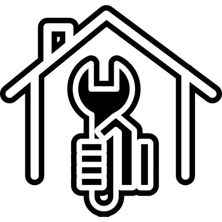 Wrench in a hand inside a house