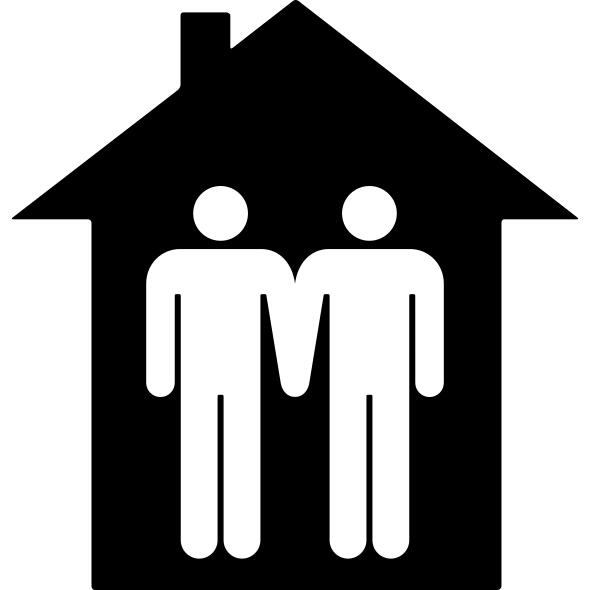 Male couple in home