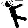 Zombie body falling to back while the face is exploding
