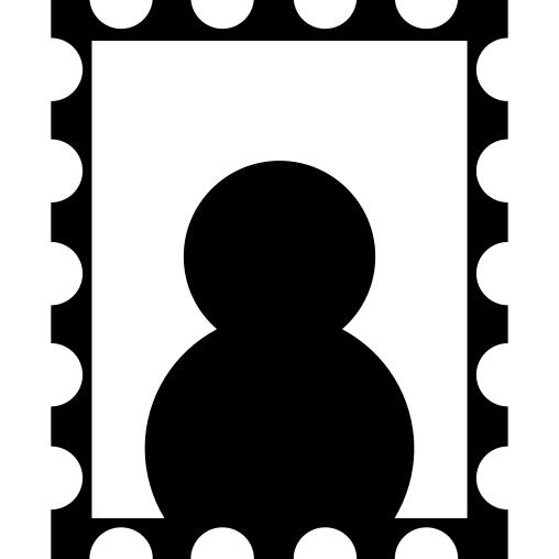 Postage stamp with person close up silhouette