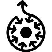 Multiple arrows pointing at the center and outside