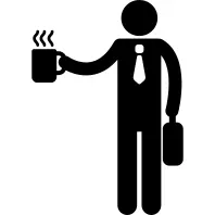 Office worker silhouette with coffee cup