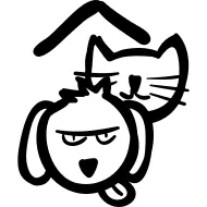 狗和猫在宠物旅馆里