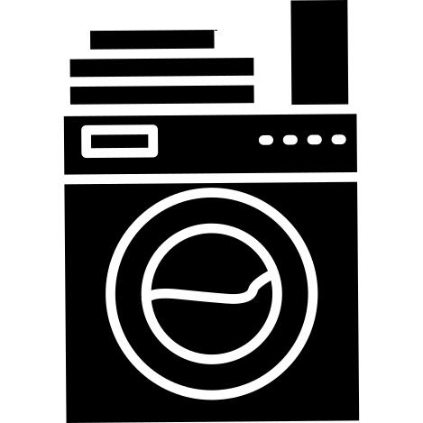Laundry machine variant with clothes and soap on top