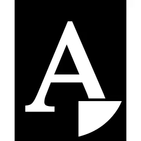 Paper sheet print with a big letter A on black