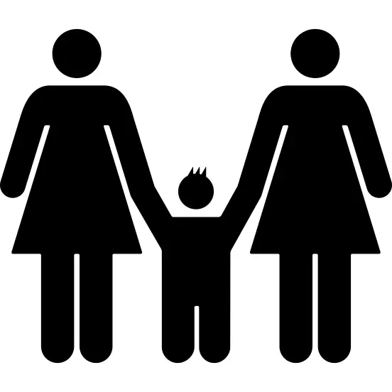 Two women and a kid familiar group silhouette