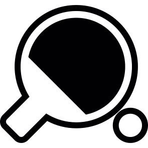 Table tennis racket and ball