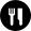 Restaurant cutlery interface symbol in a circle