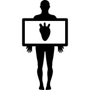 Human body with heart silhouette