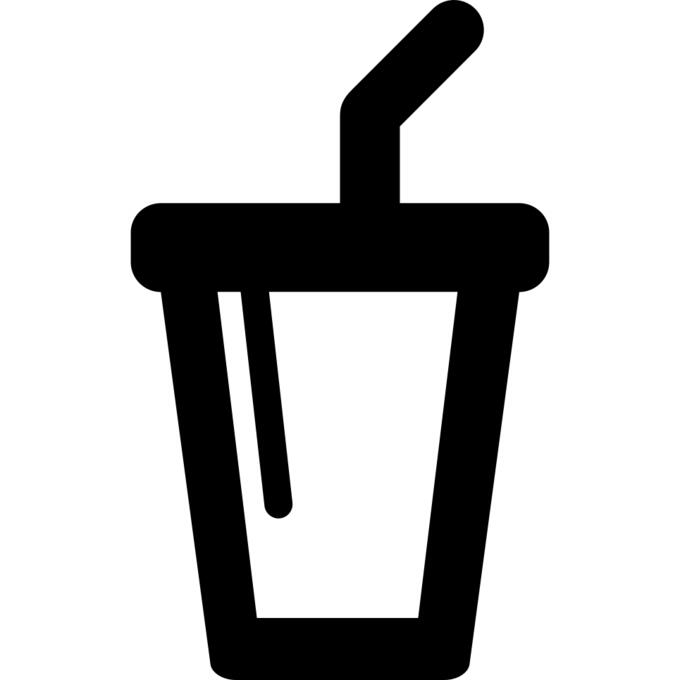 Soda drink glass with a straw
