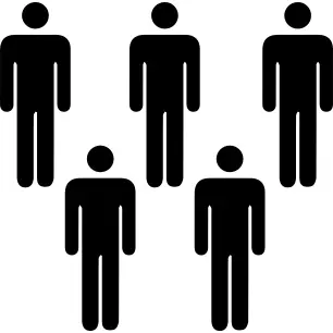 Five persons silhouettes