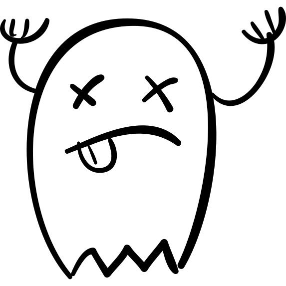 Halloween ghost with raised arms and tongue out