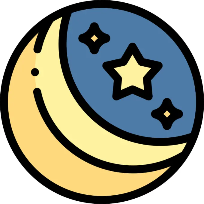 Moon and stars