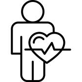 Male outline with heart shape and lifeline