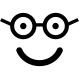 Nerd happy smiling face in rounded square face