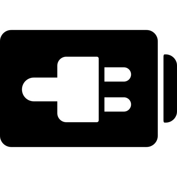Plug on battery status interface symbol