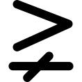 Greater than and single line not equal to maths sign