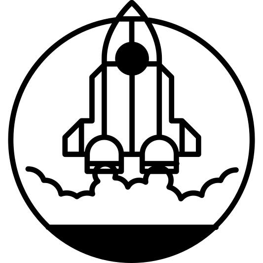 Rocket ship outline in launching position