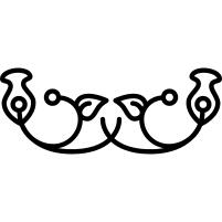 Floral bell design with leaves and curls
